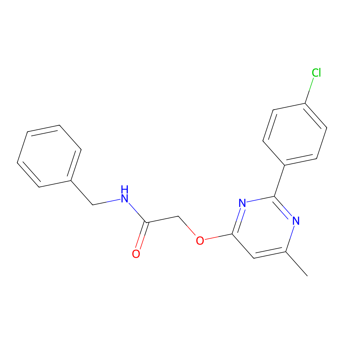 N-Benzyl-2-{[2-(4-chlorophenyl)-6-methylpyrimidin-4-YL]oxy}acetamide molecular structure, CAS 1251574-35-2