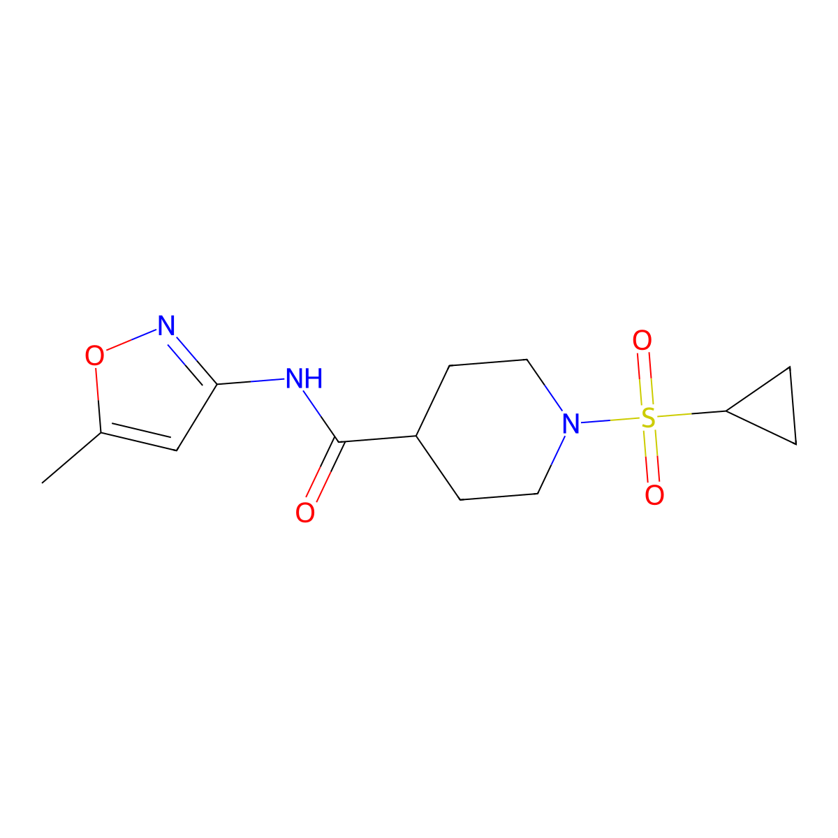 1-(cyclopropylsulfonyl)-N-(5-methylisoxazol-3-yl)piperidine-4-carboxamide molecular structure, CAS 1251574-36-3