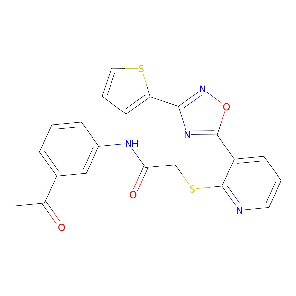 N-(3-acetylphenyl)-2-({3-[3-(thiophen-2-yl)-1,2,4-oxadiazol-5-yl]pyridin-2-yl}sulfanyl)acetamide molecular structure, CAS 1251574-42-1