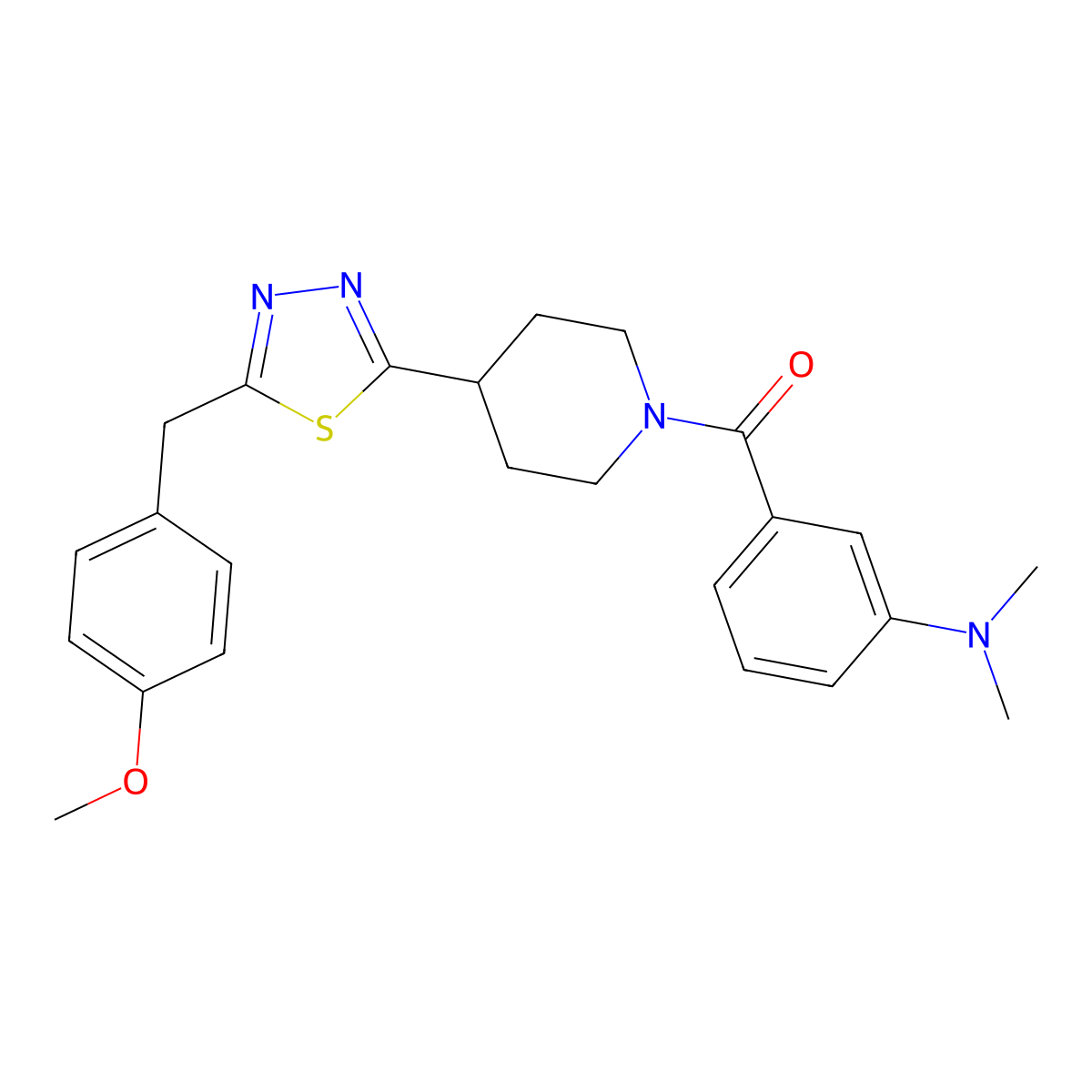 (3-(Dimethylamino)phenyl)(4-(5-(4-methoxybenzyl)-1,3,4-thiadiazol-2-yl)piperidin-1-yl)methanone molecular structure, CAS 1251574-44-3