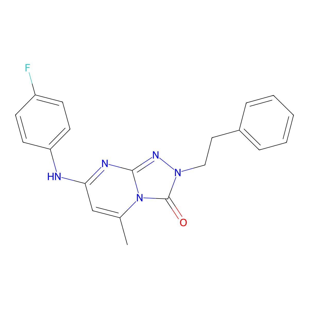7-(4-fluoroanilino)-5-methyl-2-phenethyl[1,2,4]triazolo[4,3-a]pyrimidin-3(2H)-one molecular structure, CAS 1251574-49-8