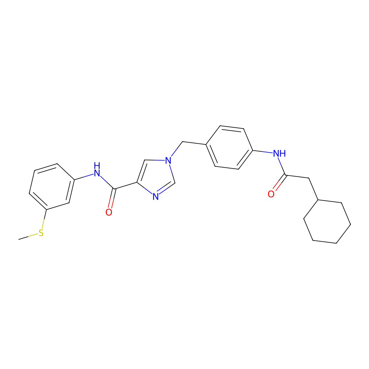 1-(4-(2-cyclohexylacetamido)benzyl)-N-(3-(methylthio)phenyl)-1H-imidazole-4-carboxamide molecular structure, CAS 1251574-53-4