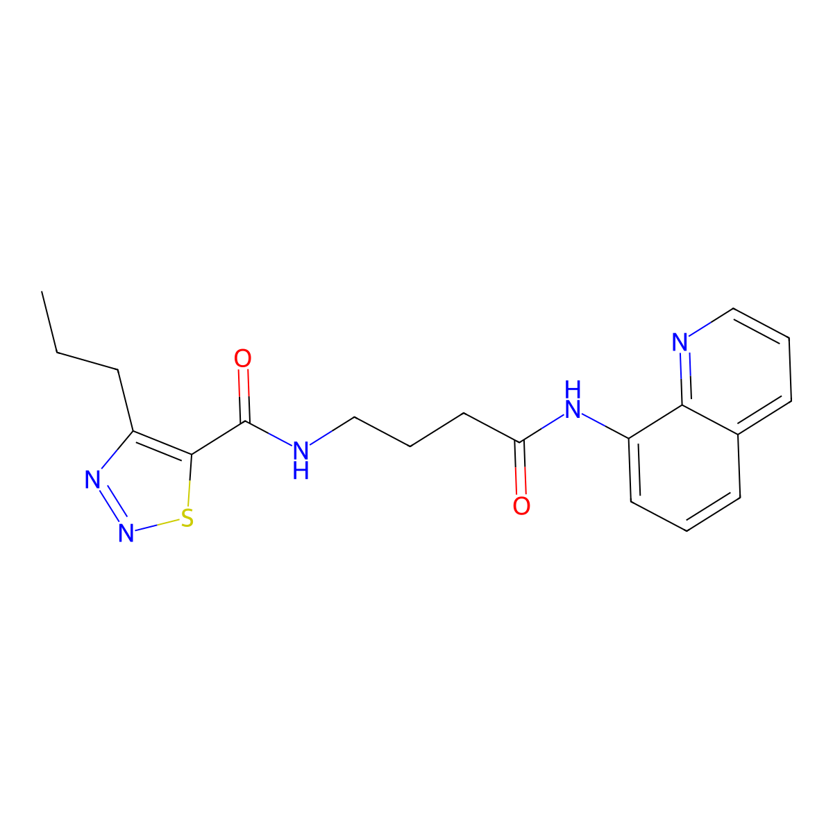 N-(4-oxo-4-(quinolin-8-ylamino)butyl)-4-propyl-1,2,3-thiadiazole-5-carboxamide molecular structure, CAS 1251574-54-5