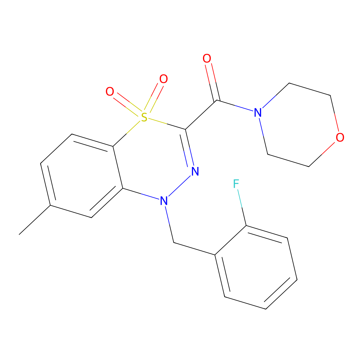 1-[(2-fluorophenyl)methyl]-7-methyl-3-(morpholine-4-carbonyl)-1H-4lambda6,1,2-benzothiadiazine-4,4-dione molecular structure, CAS 1251574-56-7
