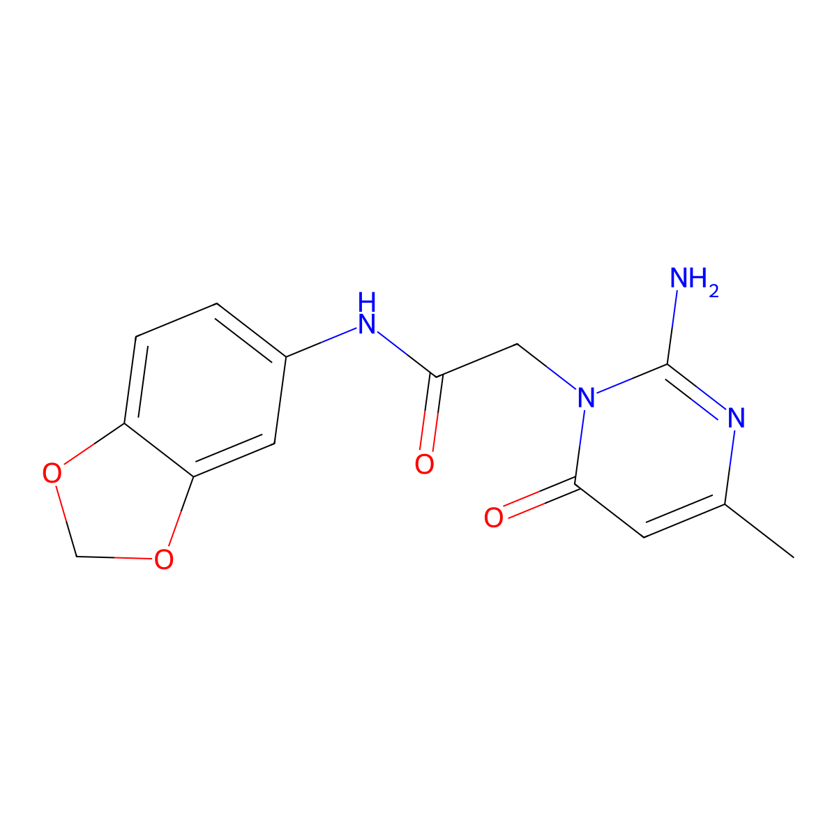 2-[2-amino-4-methyl-6-oxo-1(6H)-pyrimidinyl]-N~1~-(1,3-benzodioxol-5-yl)acetamide molecular structure, CAS 1251574-62-5