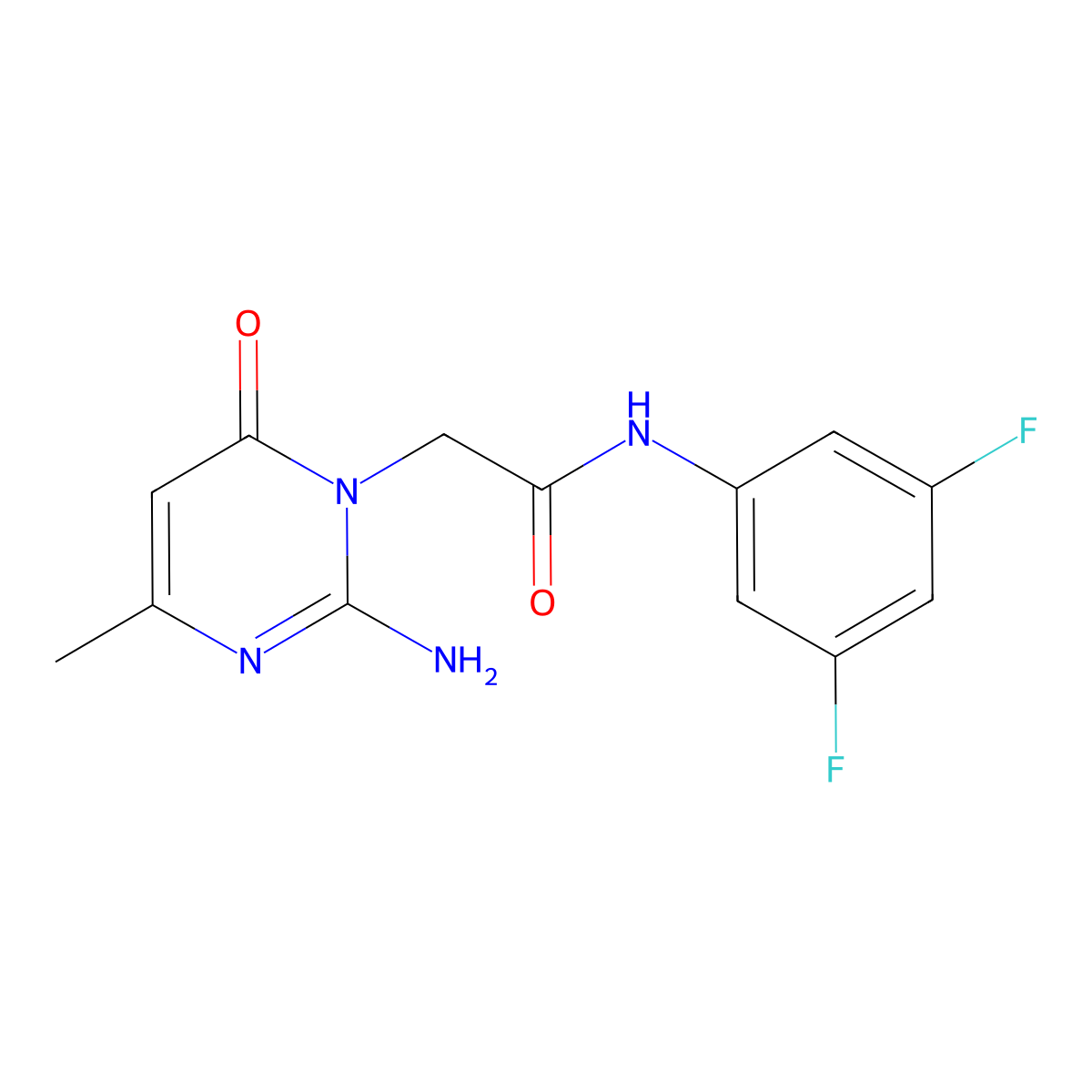 2-[2-amino-4-methyl-6-oxo-1(6H)-pyrimidinyl]-N~1~-(3,5-difluorophenyl)acetamide molecular structure, CAS 1251574-67-0