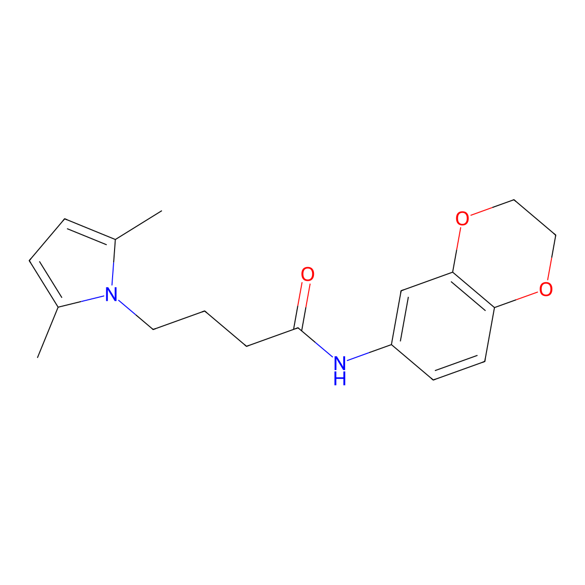 N-(2,3-dihydrobenzo[b][1,4]dioxin-6-yl)-4-(2,5-dimethyl-1H-pyrrol-1-yl)butanamide molecular structure, CAS 1251574-70-5