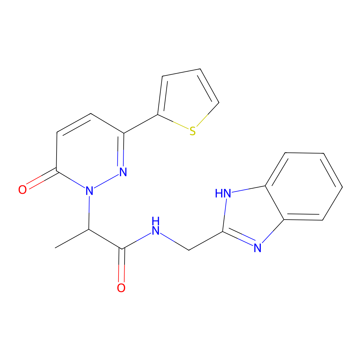 N-((1H-benzo[d]imidazol-2-yl)methyl)-2-(6-oxo-3-(thiophen-2-yl)pyridazin-1(6H)-yl)propanamide molecular structure, CAS 1251574-71-6