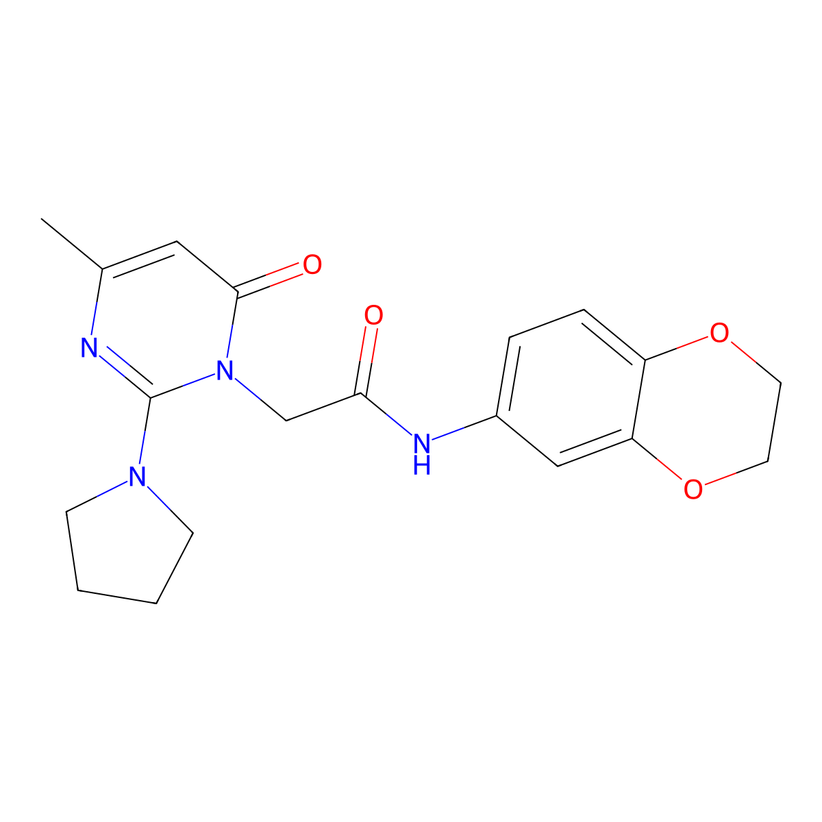 N-(2,3-dihydro-1,4-benzodioxin-6-yl)-2-[4-methyl-6-oxo-2-(pyrrolidin-1-yl)-1,6-dihydropyrimidin-1-yl]acetamide molecular structure, CAS 1251574-73-8