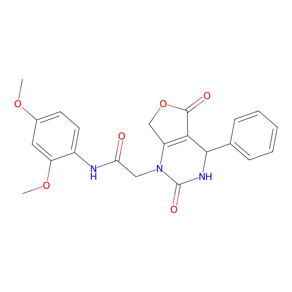 N-(2,4-Dimethoxyphenyl)-2-(2,5-dioxo-4-phenyl-4,7-dihydro-3H-furo[3,4-d]pyrimidin-1-yl)acetamide molecular structure, CAS 1251574-74-9