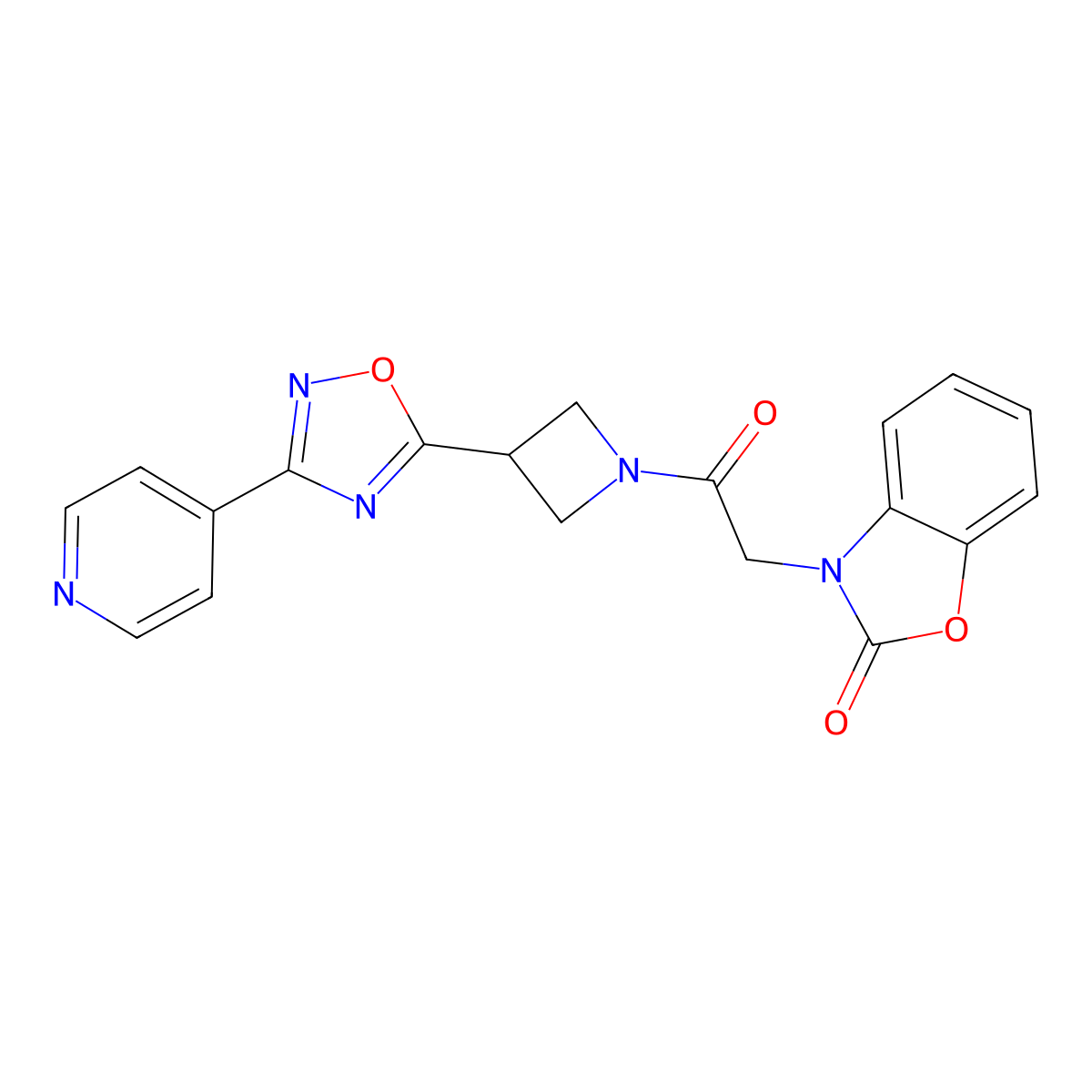 3-(2-oxo-2-(3-(3-(pyridin-4-yl)-1,2,4-oxadiazol-5-yl)azetidin-1-yl)ethyl)benzo[d]oxazol-2(3H)-one molecular structure, CAS 1251574-78-3