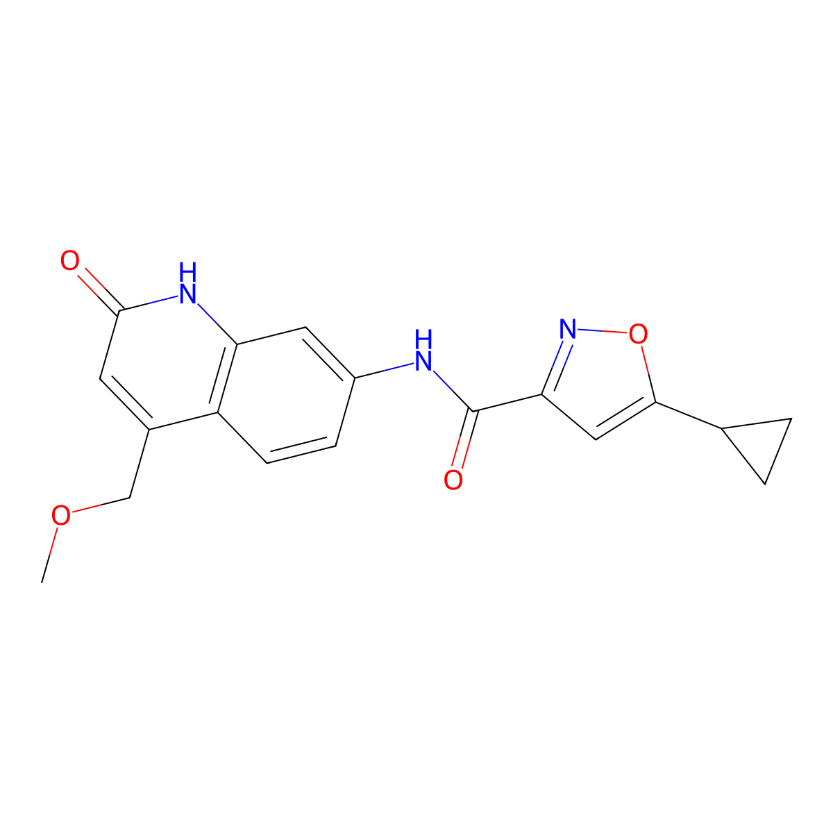 5-cyclopropyl-N-(4-(methoxymethyl)-2-oxo-1,2-dihydroquinolin-7-yl)isoxazole-3-carboxamide molecular structure, CAS 1251574-79-4