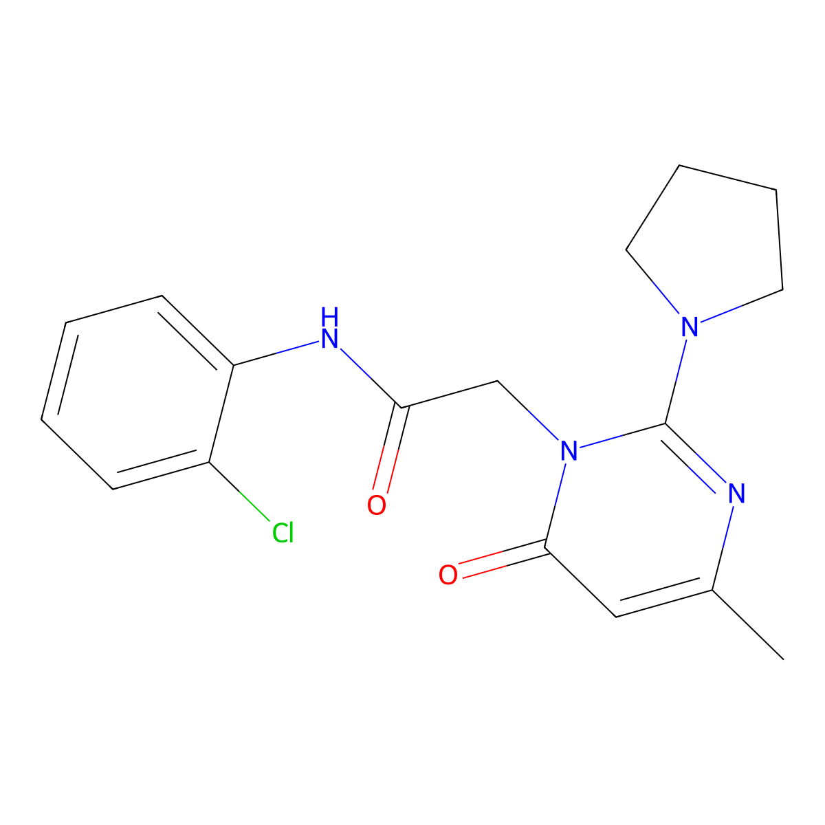 N-(2-chlorophenyl)-2-(4-methyl-6-oxo-2-(pyrrolidin-1-yl)pyrimidin-1(6H)-yl)acetamide molecular structure, CAS 1251574-82-9