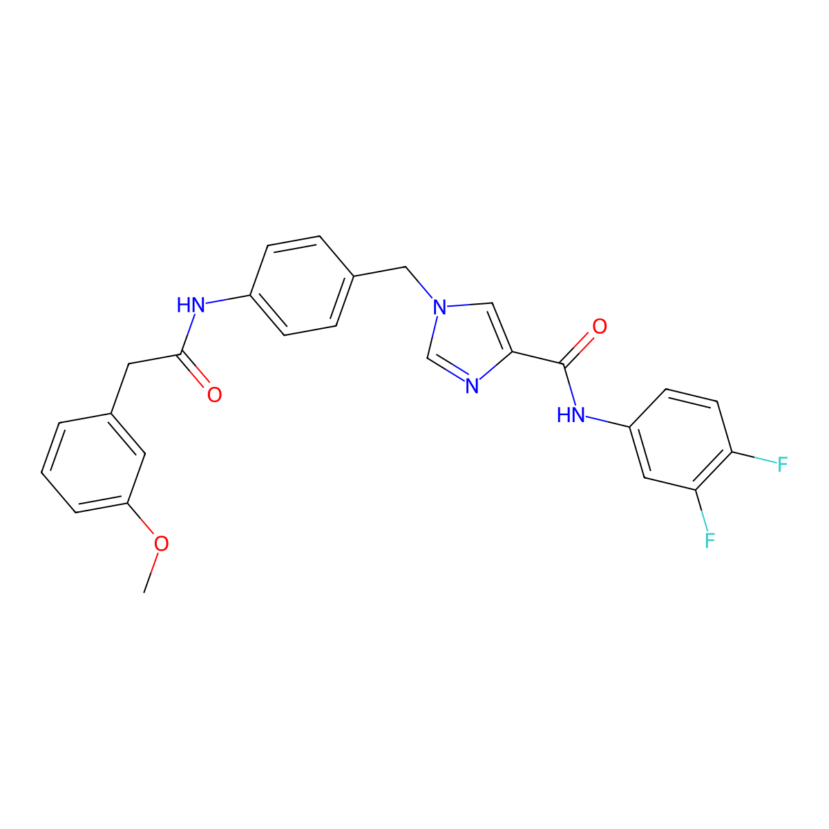 N-(3,4-difluorophenyl)-1-(4-(2-(3-methoxyphenyl)acetamido)benzyl)-1H-imidazole-4-carboxamide molecular structure, CAS 1251575-01-5