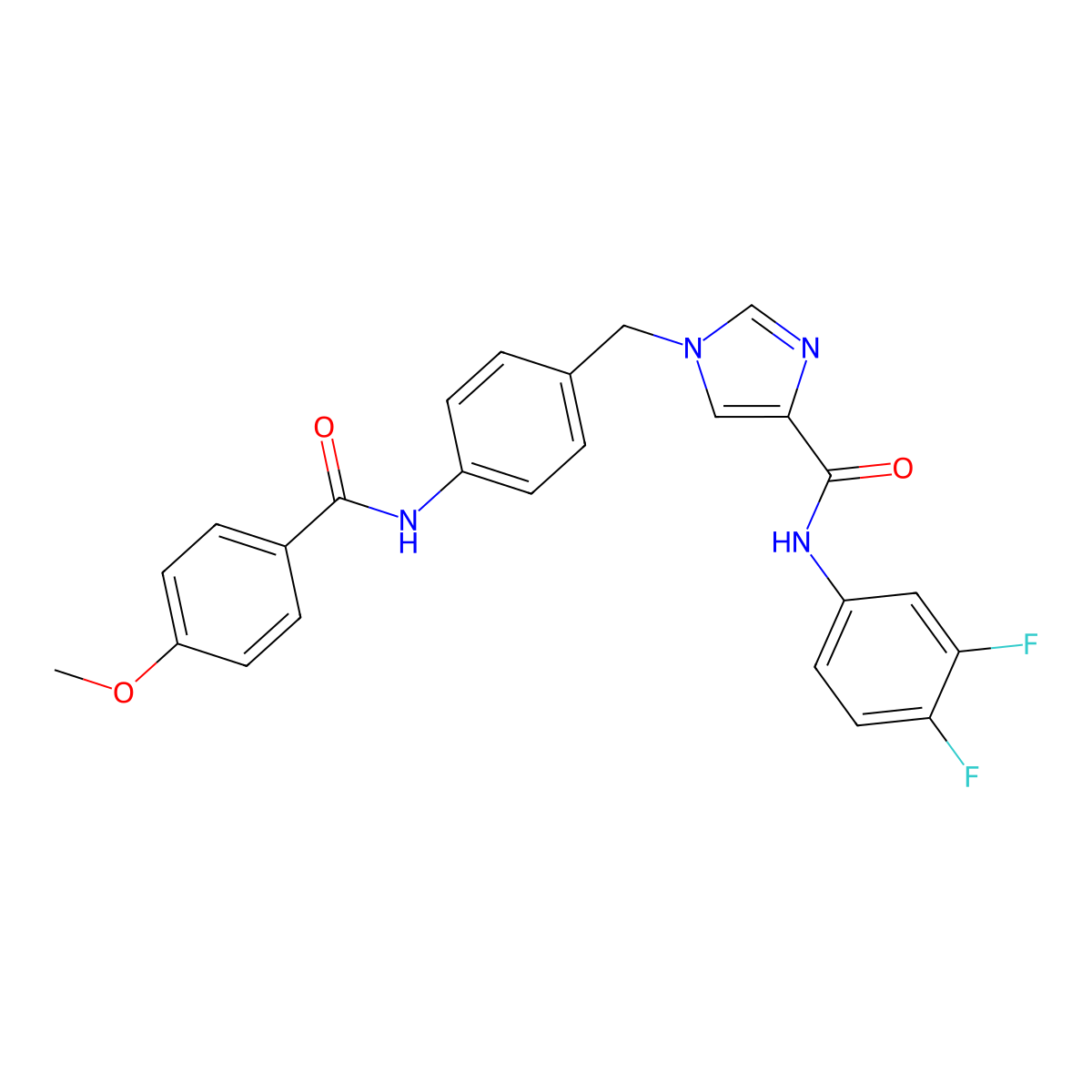 N-(3,4-difluorophenyl)-1-(4-(4-methoxybenzamido)benzyl)-1H-imidazole-4-carboxamide molecular structure, CAS 1251575-06-0