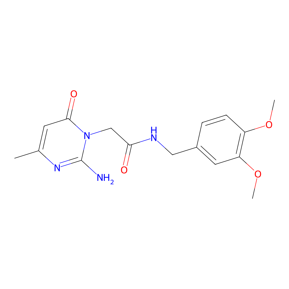 2-(2-amino-4-methyl-6-oxo-1,6-dihydropyrimidin-1-yl)-N-[(3,4-dimethoxyphenyl)methyl]acetamide molecular structure, CAS 1251575-08-2