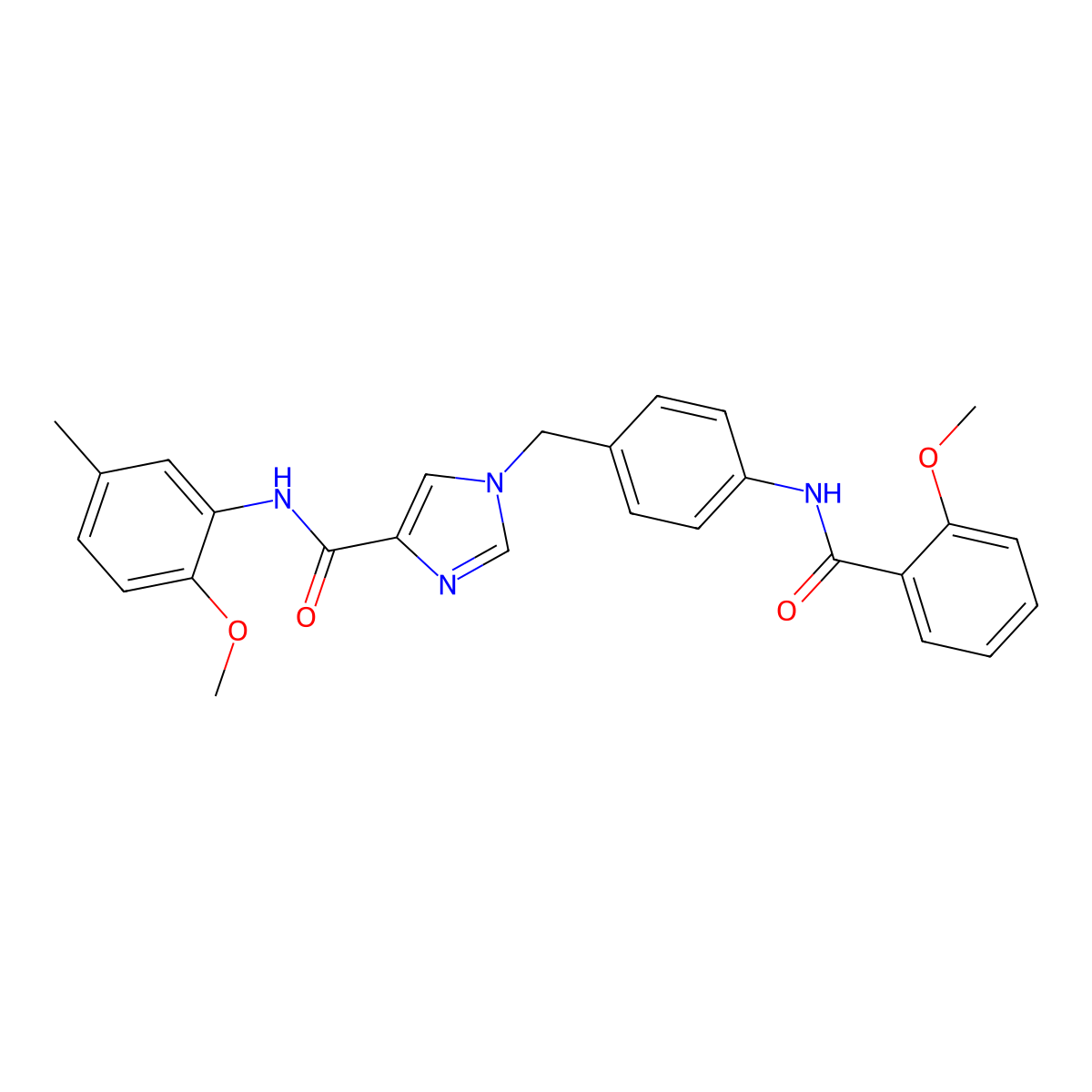 N-(2-methoxy-5-methylphenyl)-1-(4-(2-methoxybenzamido)benzyl)-1H-imidazole-4-carboxamide molecular structure, CAS 1251575-18-4