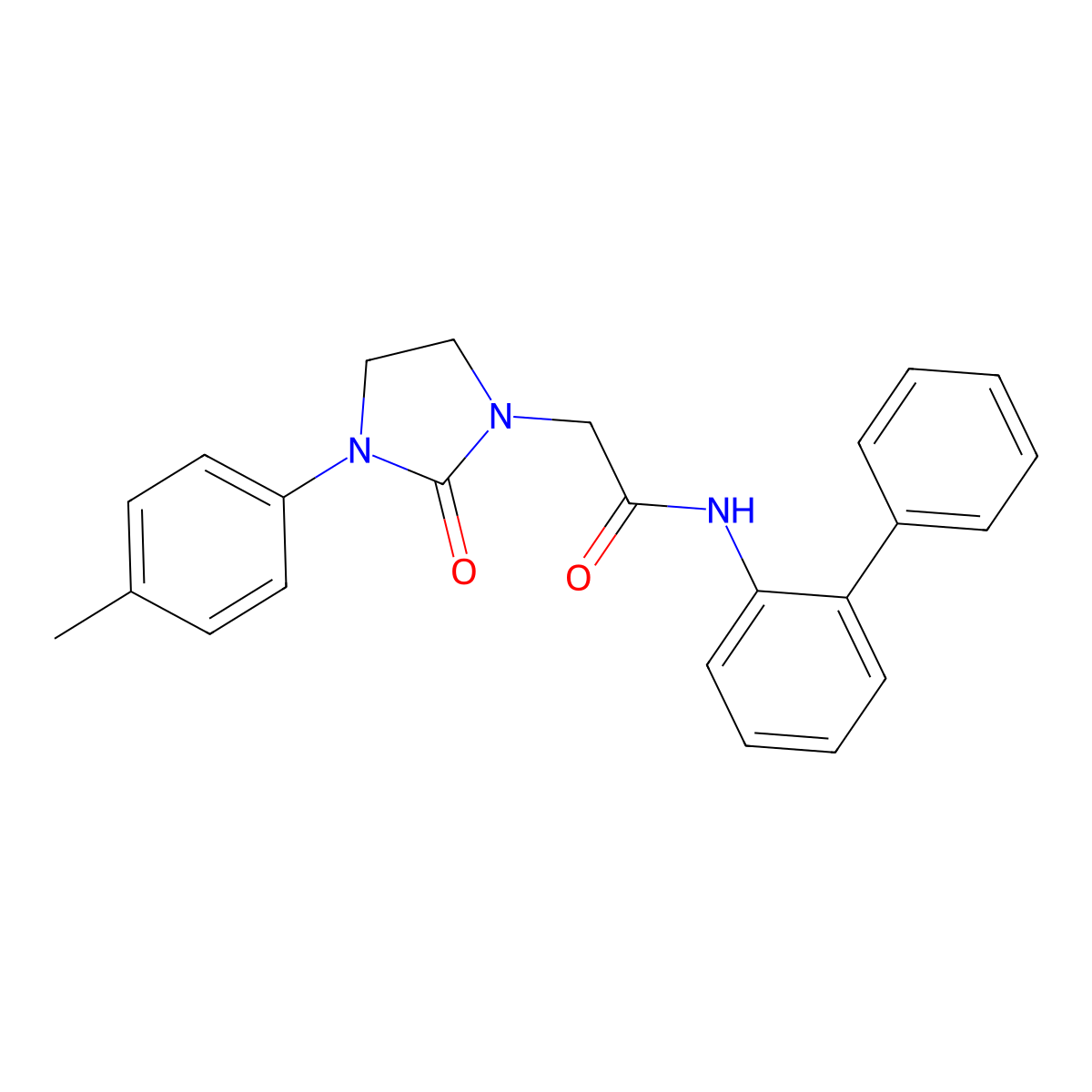 N-([1,1'-biphenyl]-2-yl)-2-(2-oxo-3-(p-tolyl)imidazolidin-1-yl)acetamide molecular structure, CAS 1251575-21-9