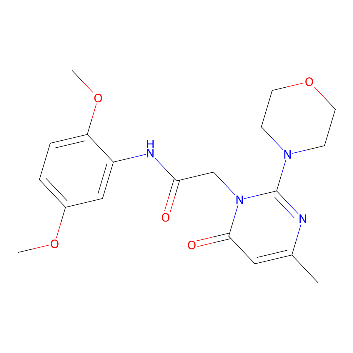 N-(2,5-dimethoxyphenyl)-2-[4-methyl-2-(morpholin-4-yl)-6-oxo-1,6-dihydropyrimidin-1-yl]acetamide molecular structure, CAS 1251575-22-0