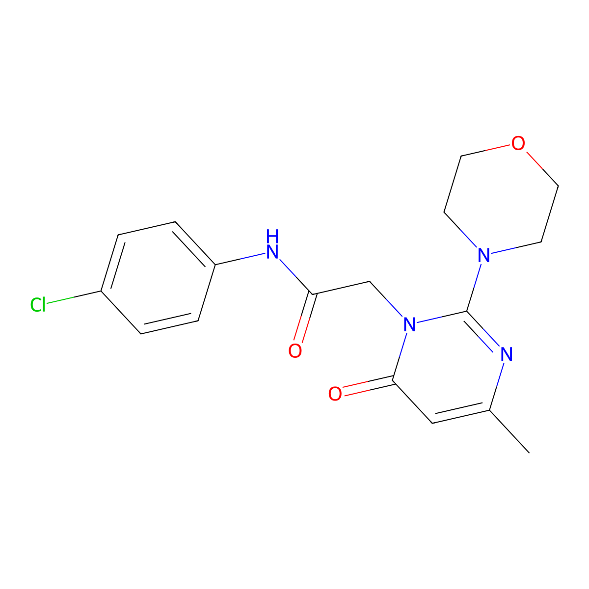 N-(4-chlorophenyl)-2-[4-methyl-2-(morpholin-4-yl)-6-oxo-1,6-dihydropyrimidin-1-yl]acetamide molecular structure, CAS 1251575-29-7