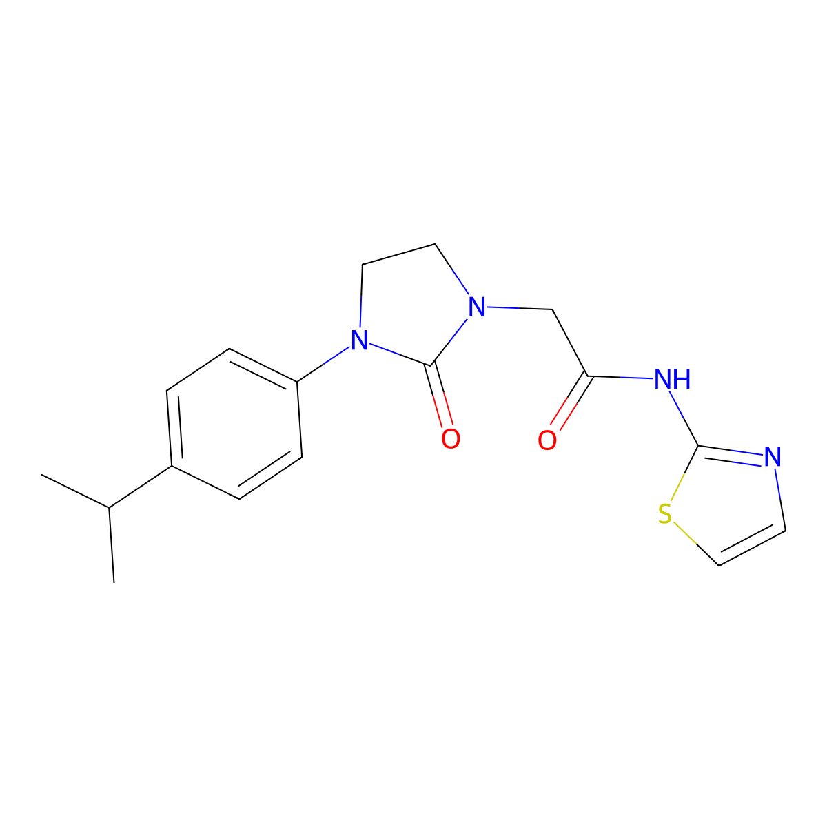 2-(3-(4-isopropylphenyl)-2-oxoimidazolidin-1-yl)-N-(thiazol-2-yl)acetamide molecular structure, CAS 1251575-50-4