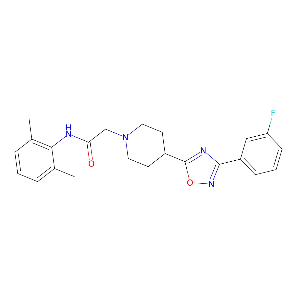 N-(2,6-dimethylphenyl)-2-{4-[3-(3-fluorophenyl)-1,2,4-oxadiazol-5-yl]piperidin-1-yl}acetamide molecular structure, CAS 1251575-52-6