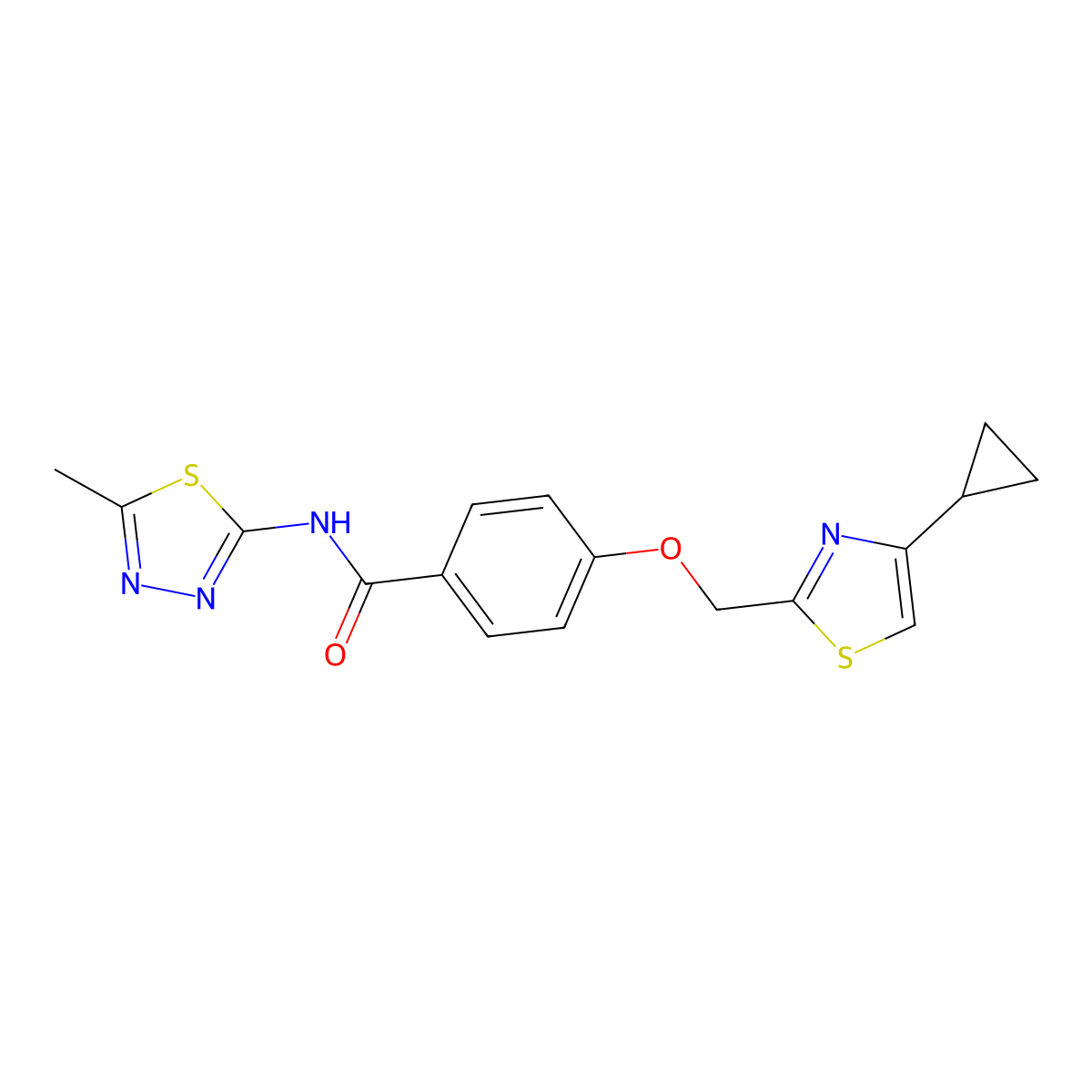 4-((4-cyclopropylthiazol-2-yl)methoxy)-N-(5-methyl-1,3,4-thiadiazol-2-yl)benzamide molecular structure, CAS 1251575-62-8
