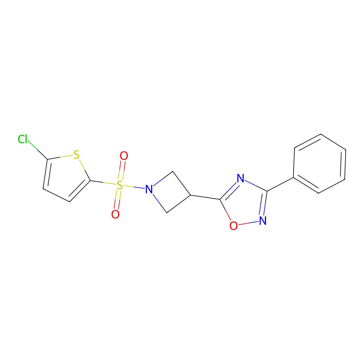 5-(1-((5-Chlorothiophen-2-yl)sulfonyl)azetidin-3-yl)-3-phenyl-1,2,4-oxadiazole molecular structure, CAS 1251575-65-1