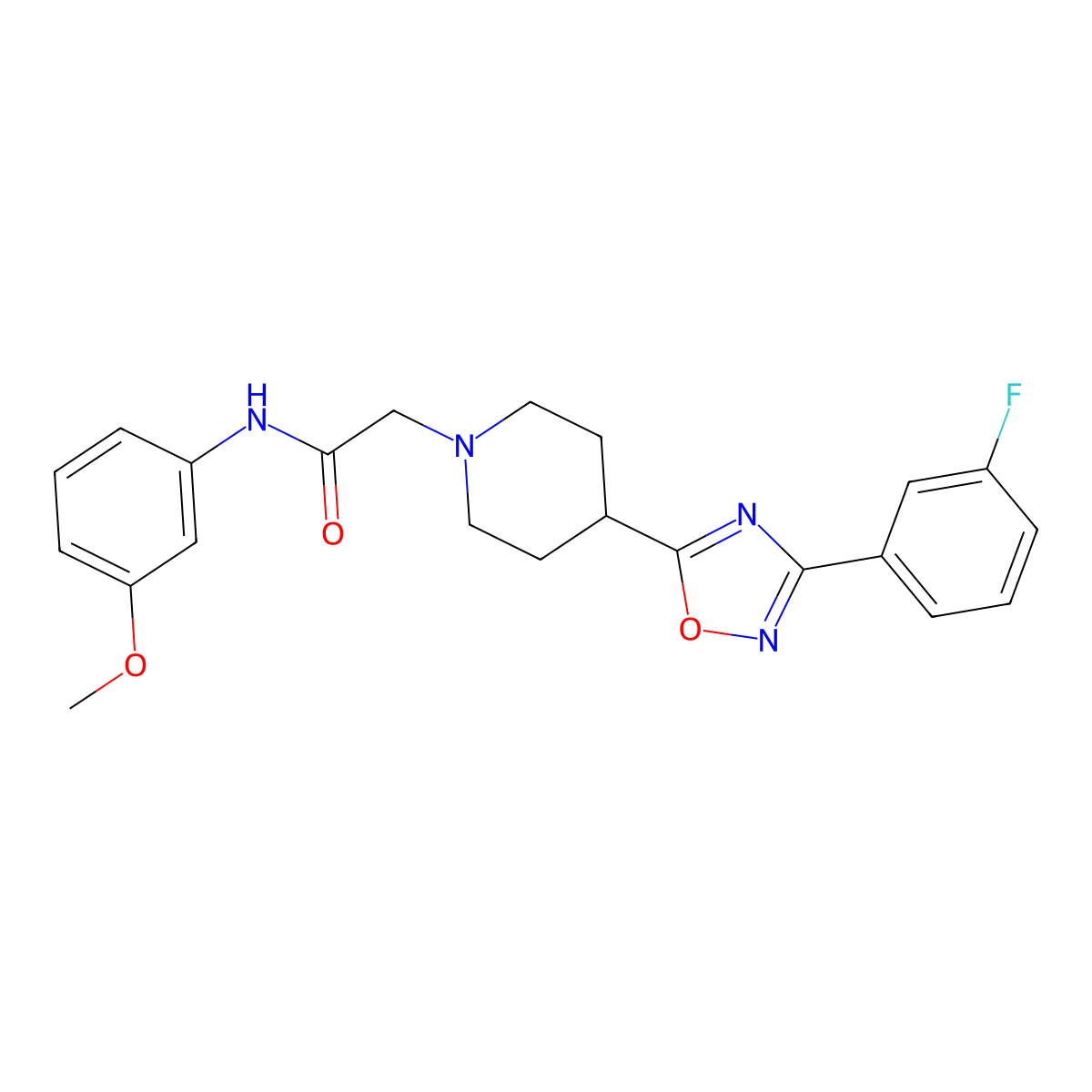 2-(4-(3-(3-fluorophenyl)-1,2,4-oxadiazol-5-yl)piperidin-1-yl)-N-(3-methoxyphenyl)acetamide molecular structure, CAS 1251575-71-9