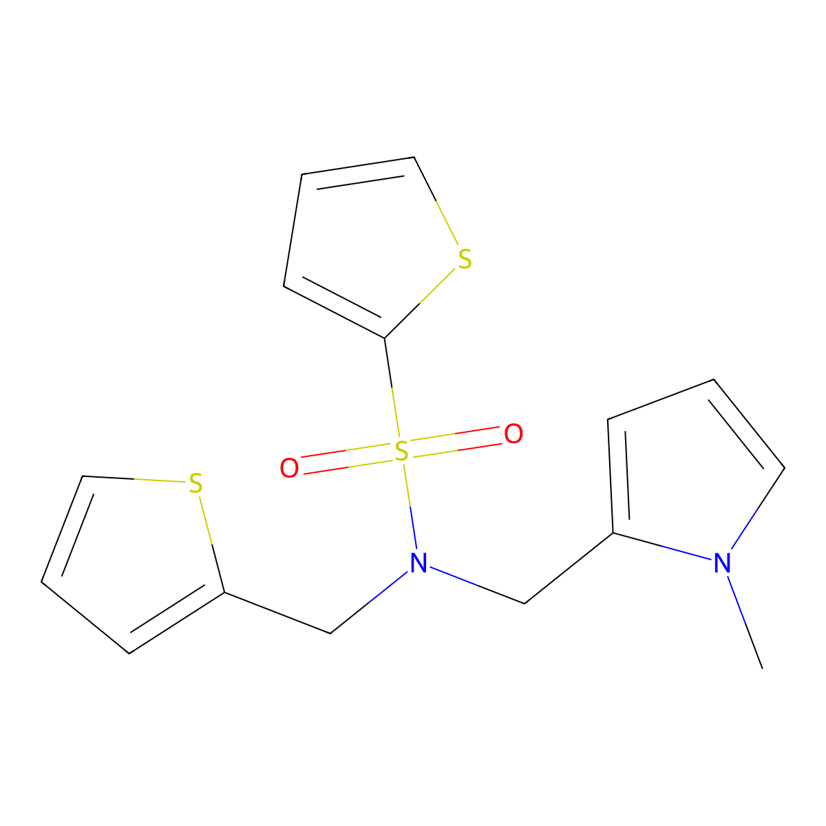 N-((1-methyl-1H-pyrrol-2-yl)methyl)-N-(thiophen-2-ylmethyl)thiophene-2-sulfonamide molecular structure, CAS 1251575-78-6