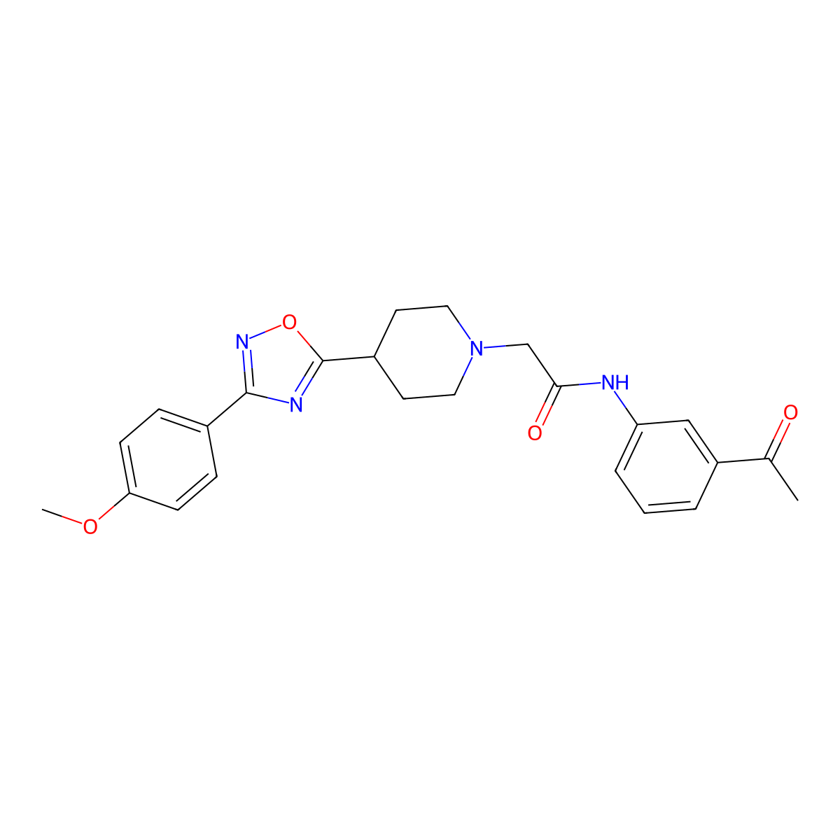 N-(3-acetylphenyl)-2-(4-(3-(4-methoxyphenyl)-1,2,4-oxadiazol-5-yl)piperidin-1-yl)acetamide molecular structure, CAS 1251575-85-5