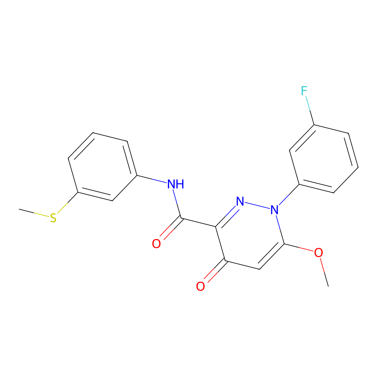 1-(3-fluorophenyl)-6-methoxy-N-[3-(methylsulfanyl)phenyl]-4-oxo-1,4-dihydropyridazine-3-carboxamide molecular structure, CAS 1251575-92-4