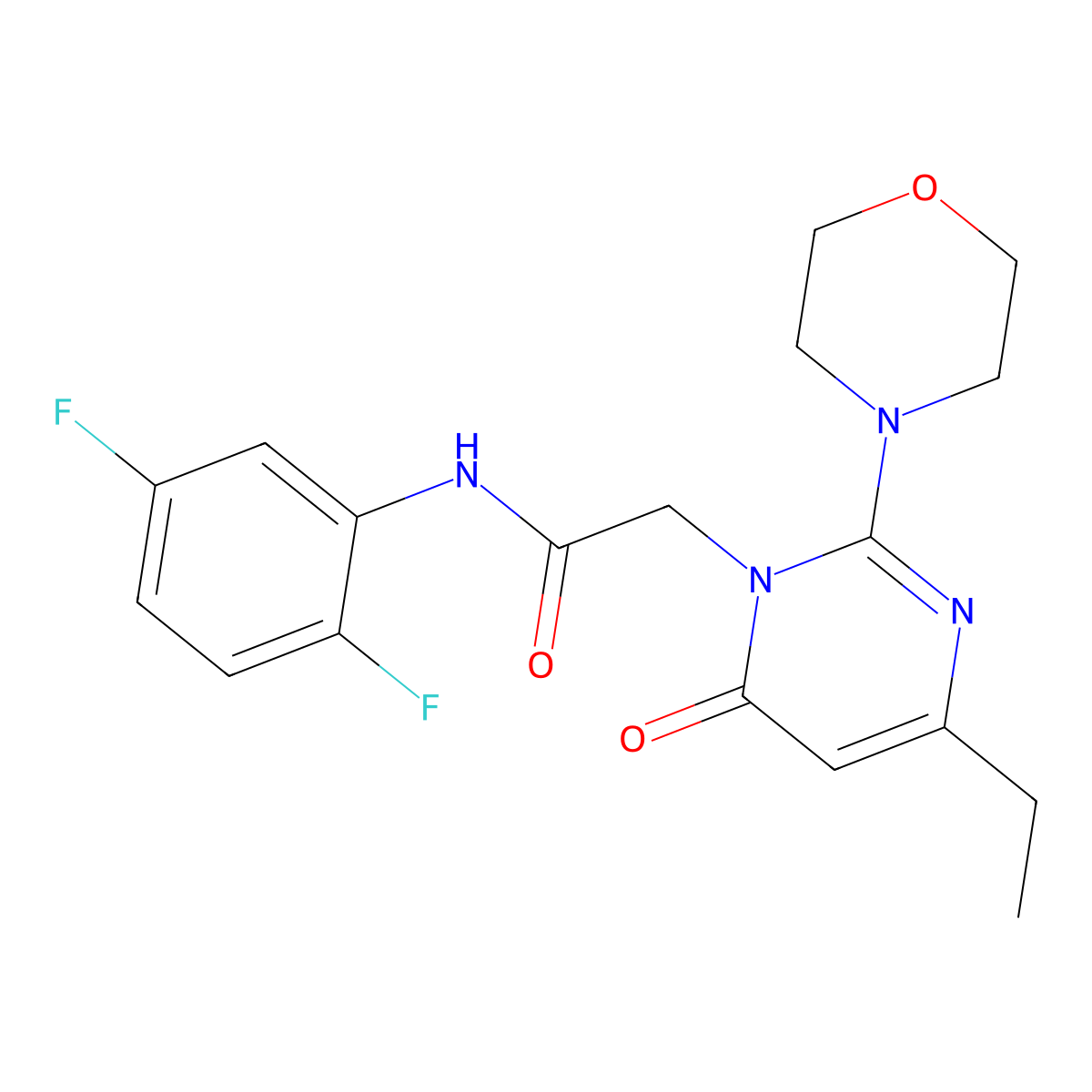 N-(2,5-difluorophenyl)-2-[4-ethyl-2-(morpholin-4-yl)-6-oxo-1,6-dihydropyrimidin-1-yl]acetamide molecular structure, CAS 1251575-96-8