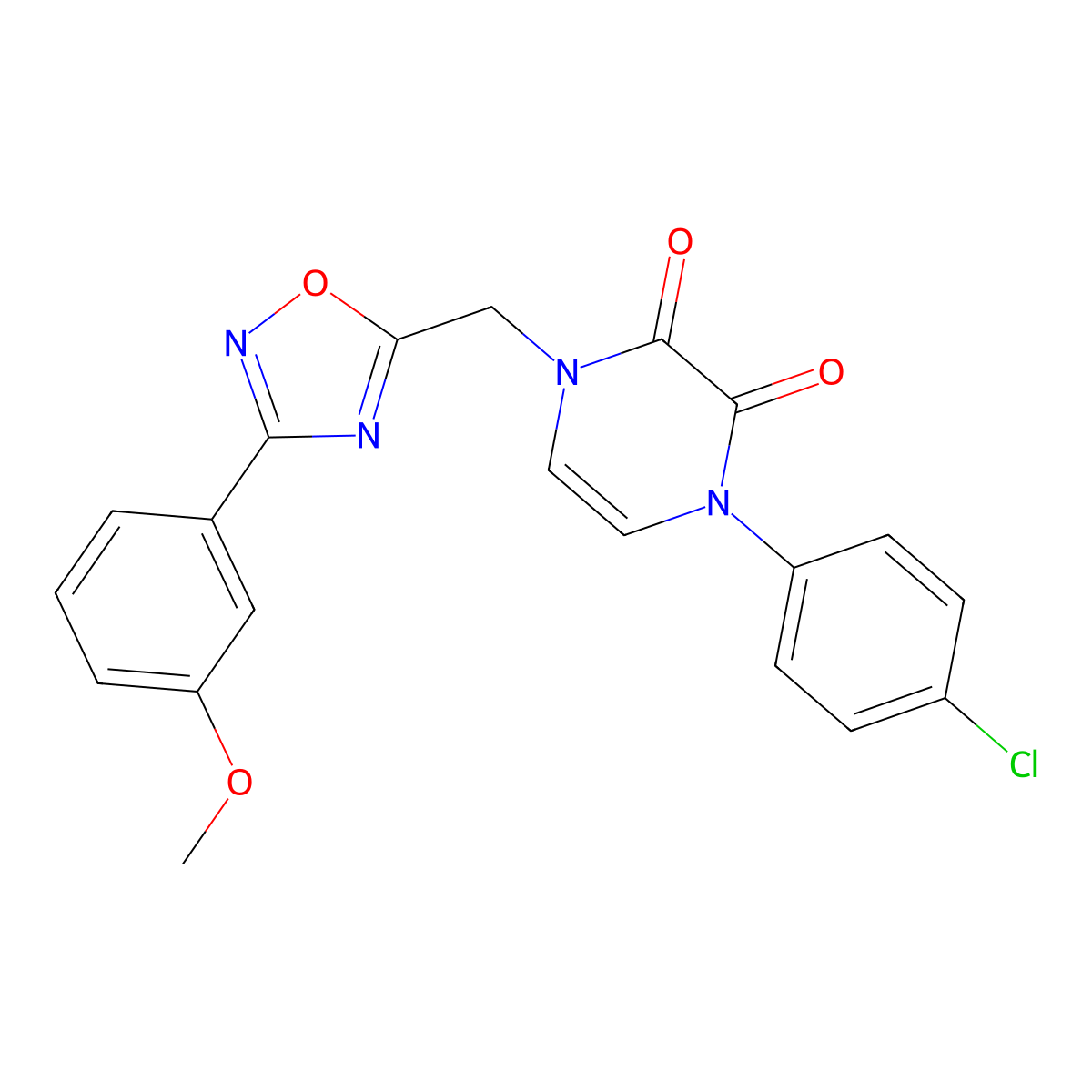 1-(4-chlorophenyl)-4-((3-(3-methoxyphenyl)-1,2,4-oxadiazol-5-yl)methyl)pyrazine-2,3(1H,4H)-dione molecular structure, CAS 1251575-99-1