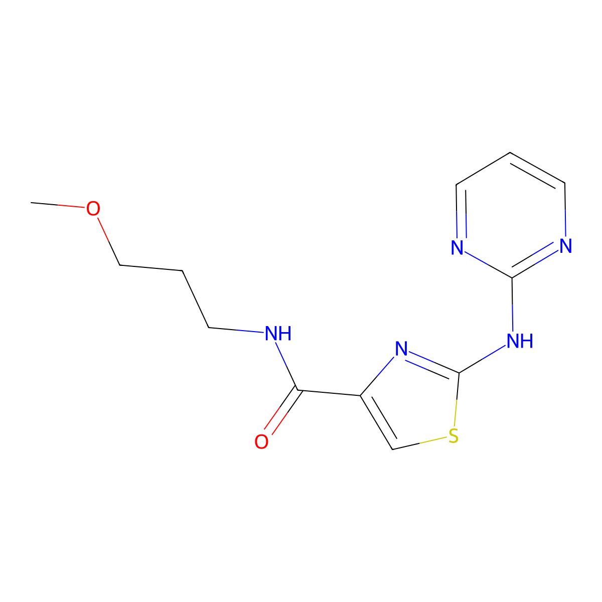 N-(3-methoxypropyl)-2-(pyrimidin-2-ylamino)thiazole-4-carboxamide molecular structure, CAS 1251576-00-7