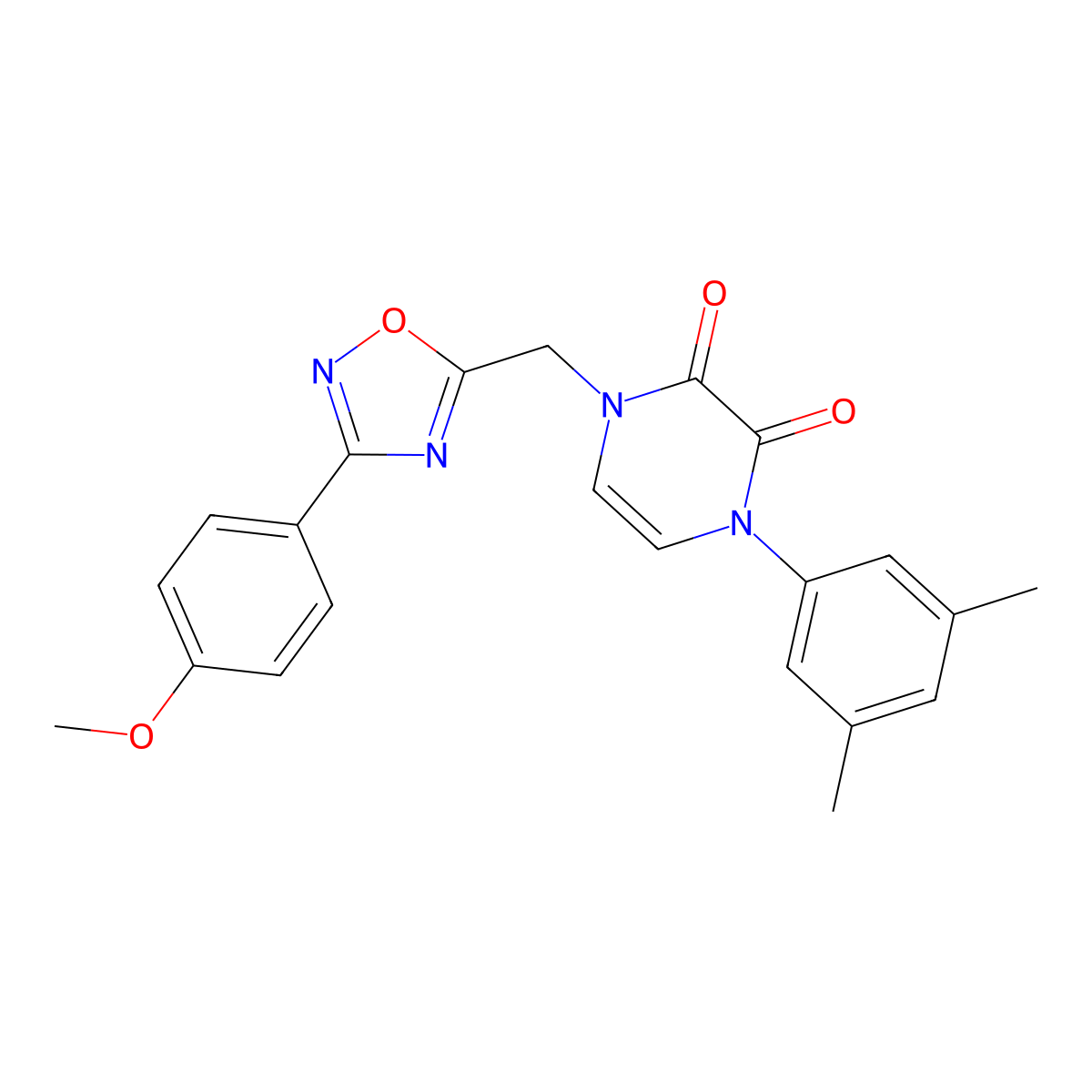 1-(3,5-Dimethylphenyl)-4-{[3-(4-methoxyphenyl)-1,2,4-oxadiazol-5-yl]methyl}-1,4-dihydro-2,3-pyrazinedione molecular structure, CAS 1251576-04-1