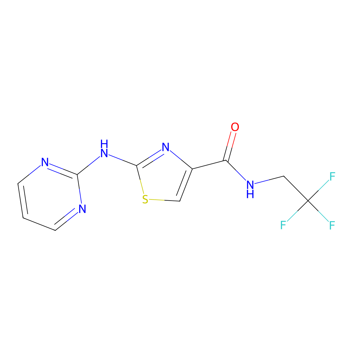 2-(pyrimidin-2-ylamino)-N-(2,2,2-trifluoroethyl)thiazole-4-carboxamide molecular structure, CAS 1251576-05-2