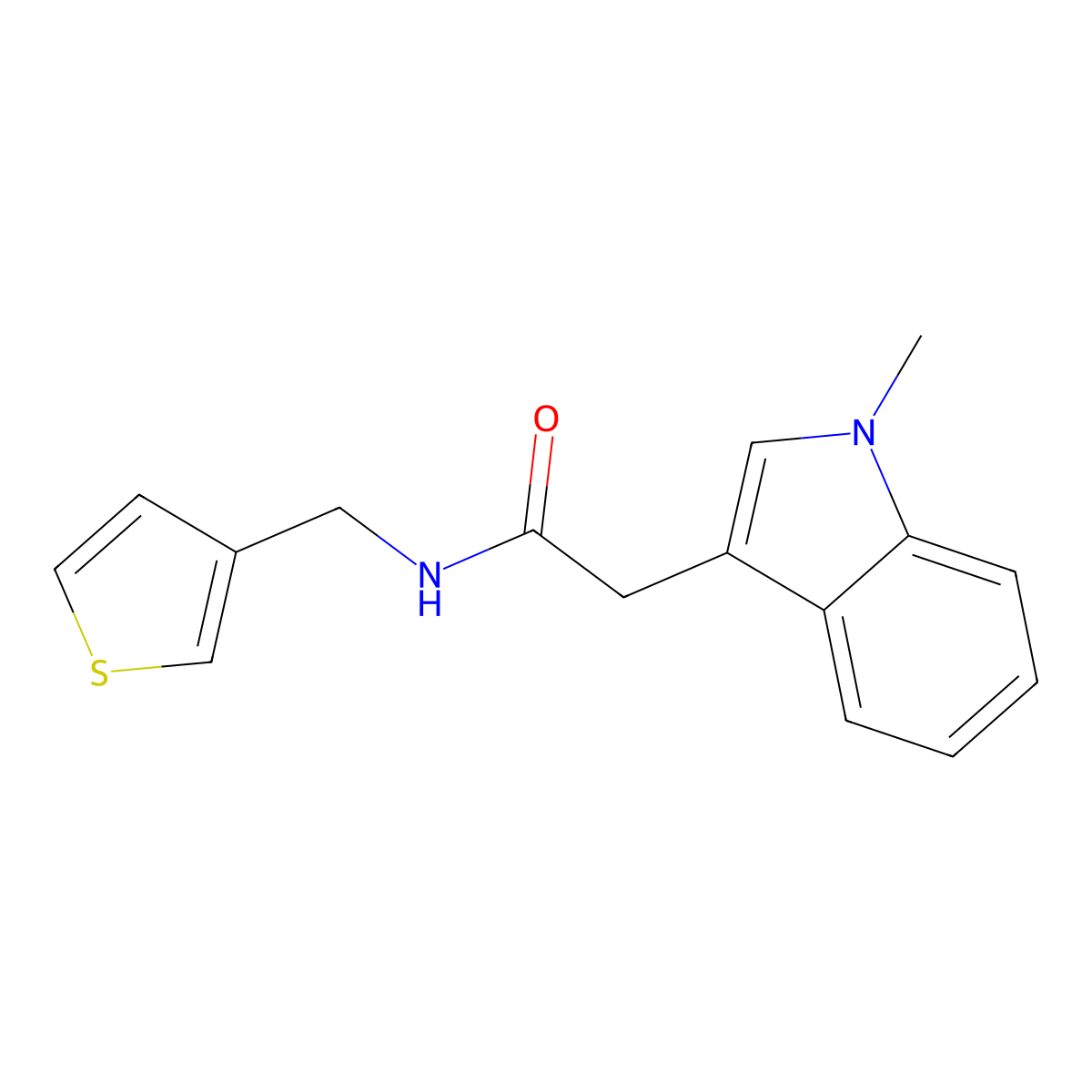 2-(1-methyl-1H-indol-3-yl)-N-[(thiophen-3-yl)methyl]acetamide molecular structure, CAS 1251576-14-3