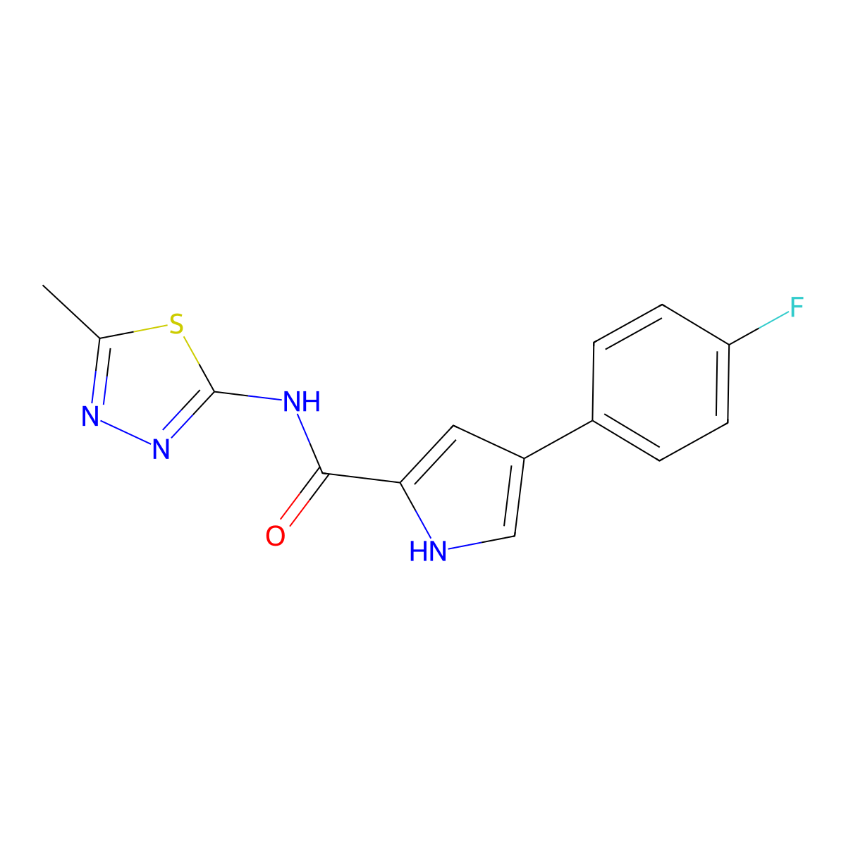 4-(4-fluorophenyl)-N-(5-methyl-1,3,4-thiadiazol-2-yl)-1H-pyrrole-2-carboxamide molecular structure, CAS 1251576-16-5