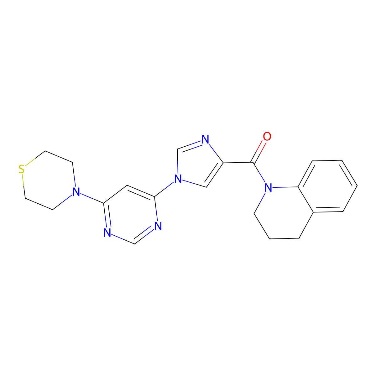 (3,4-dihydroquinolin-1(2H)-yl)(1-(6-thiomorpholinopyrimidin-4-yl)-1H-imidazol-4-yl)methanone molecular structure, CAS 1251576-19-8