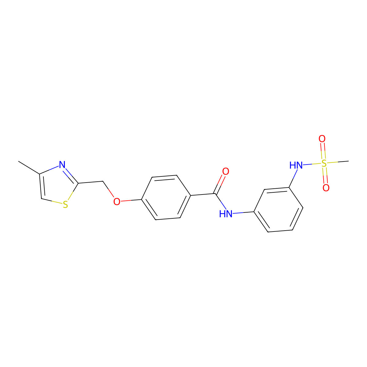 N-(3-methanesulfonamidophenyl)-4-[(4-methyl-1,3-thiazol-2-yl)methoxy]benzamide molecular structure, CAS 1251576-21-2