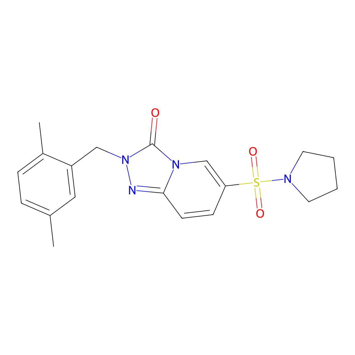 2-[(2,5-dimethylphenyl)methyl]-6-(pyrrolidine-1-sulfonyl)-2H,3H-[1,2,4]triazolo[4,3-a]pyridin-3-one molecular structure, CAS 1251576-24-5