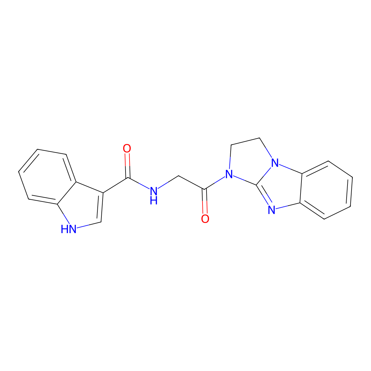 N-(2-oxo-2-{2,5,7-triazatricyclo[6.4.0.0^{2,6}]dodeca-1(8),6,9,11-tetraen-5-yl}ethyl)-1H-indole-3-carboxamide molecular structure, CAS 1251576-29-0