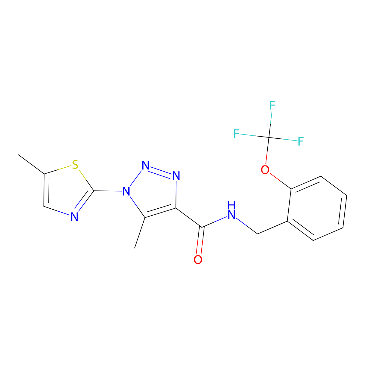 5-methyl-1-(5-methylthiazol-2-yl)-N-(2-(trifluoromethoxy)benzyl)-1H-1,2,3-triazole-4-carboxamide molecular structure, CAS 1251576-37-0
