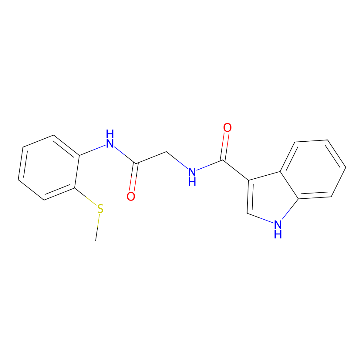 N-(2-((2-(methylthio)phenyl)amino)-2-oxoethyl)-1H-indole-3-carboxamide molecular structure, CAS 1251576-40-5