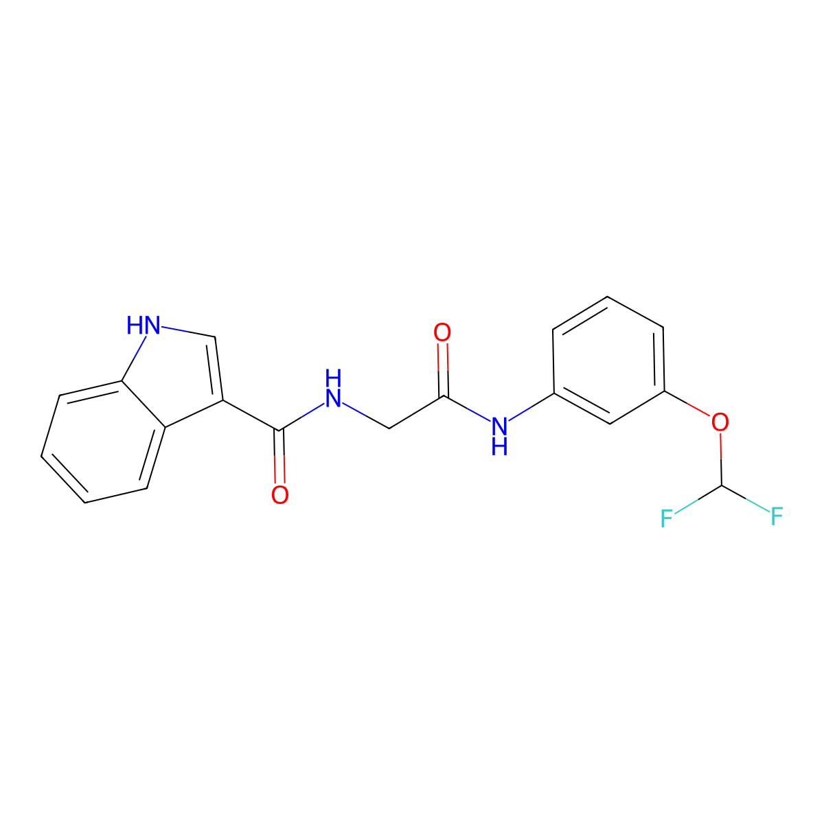 N-(2-((3-(difluoromethoxy)phenyl)amino)-2-oxoethyl)-1H-indole-3-carboxamide molecular structure, CAS 1251576-49-4