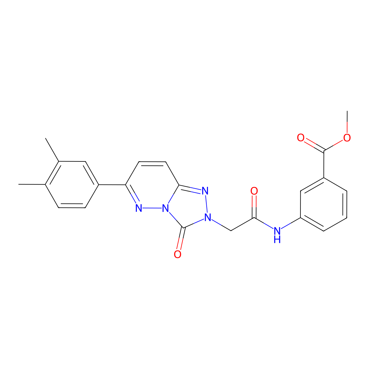 methyl 3-(2-(6-(3,4-dimethylphenyl)-3-oxo-[1,2,4]triazolo[4,3-b]pyridazin-2(3H)-yl)acetamido)benzoate molecular structure, CAS 1251576-52-9