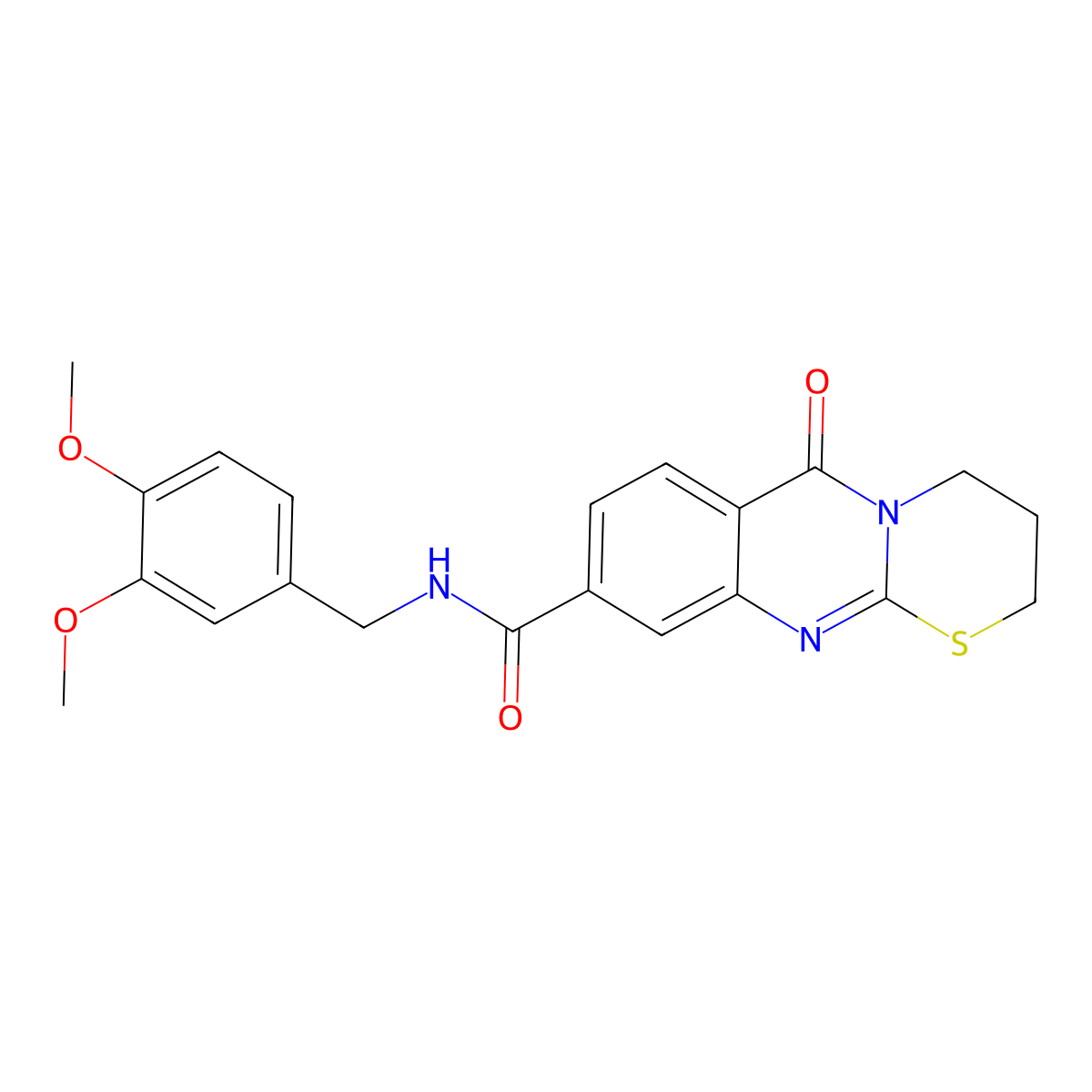 N-(3,4-dimethoxybenzyl)-6-oxo-2,3,4,6-tetrahydro-[1,3]thiazino[2,3-b]quinazoline-9-carboxamide molecular structure, CAS 1251576-59-6