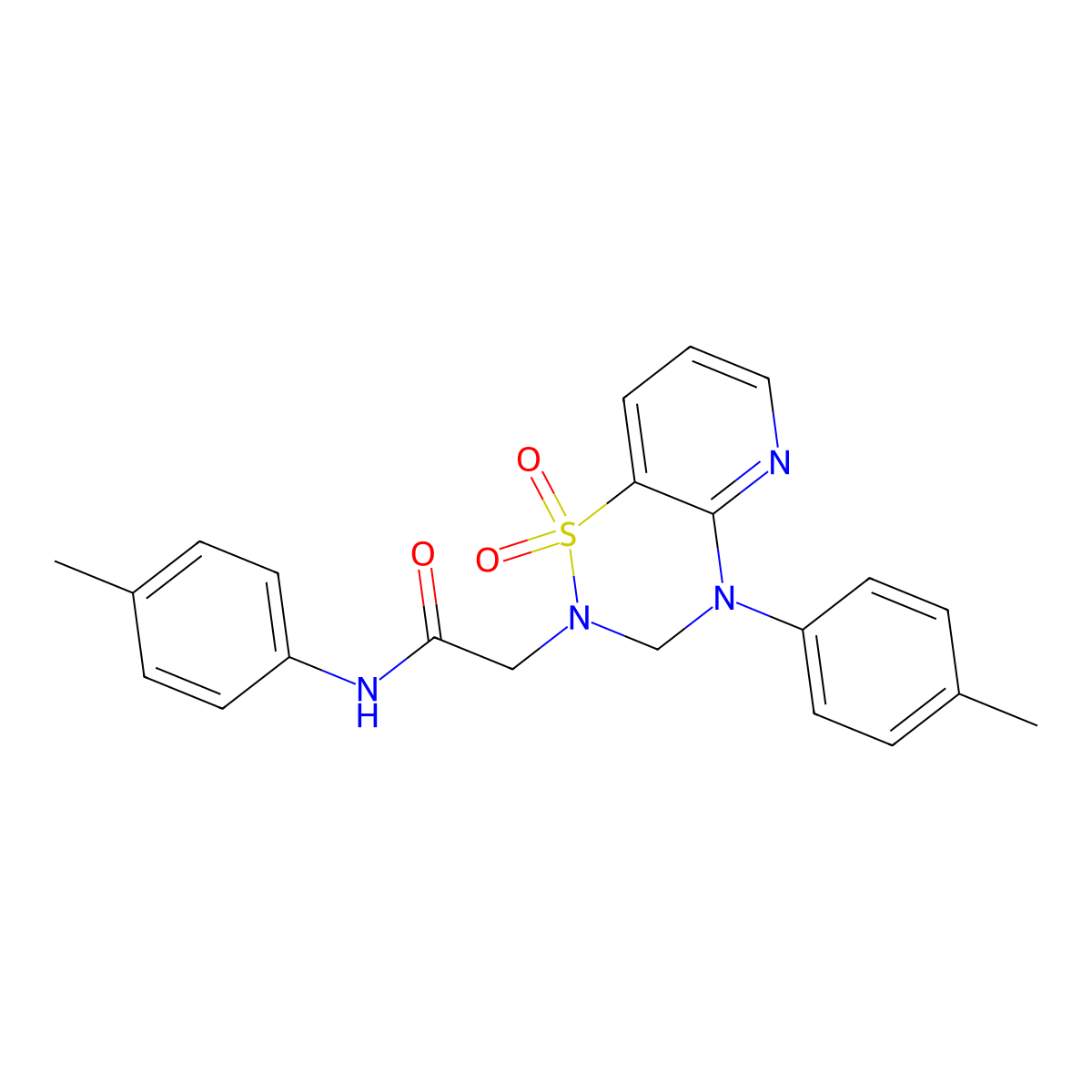 2-(1,1-dioxido-4-(p-tolyl)-3,4-dihydro-2H-pyrido[2,3-e][1,2,4]thiadiazin-2-yl)-N-(p-tolyl)acetamide molecular structure, CAS 1251576-62-1