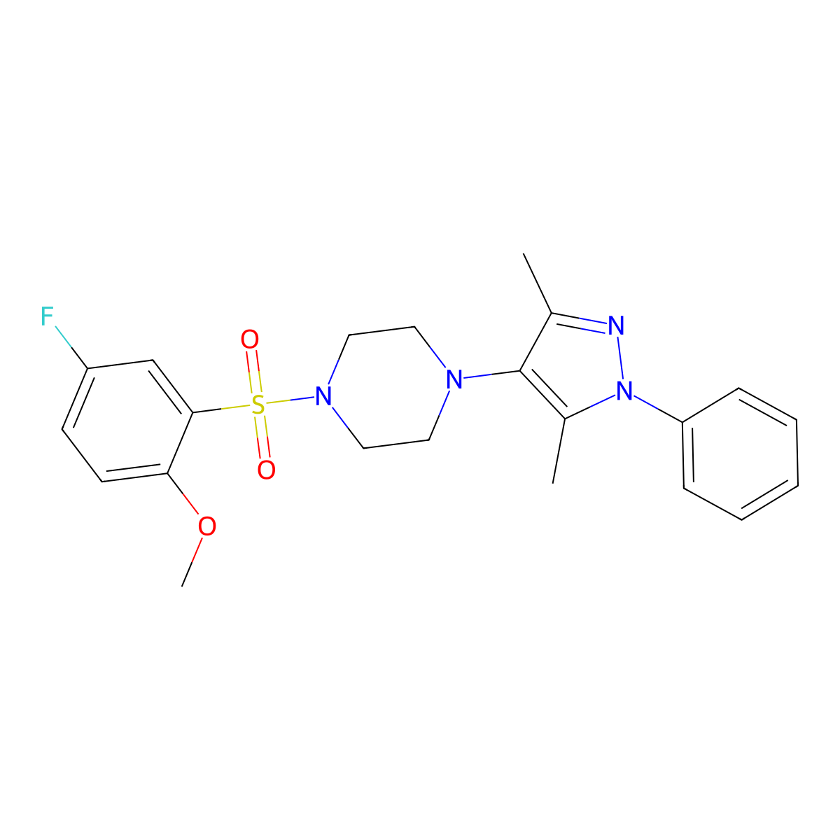 1-(3,5-dimethyl-1-phenyl-1H-pyrazol-4-yl)-4-((5-fluoro-2-methoxyphenyl)sulfonyl)piperazine molecular structure, CAS 1251576-70-1